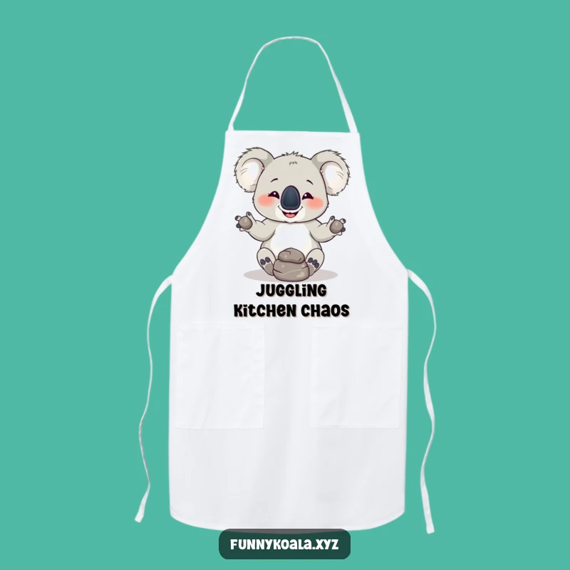 Funny Koala Juggling Rocks Apron: Hilarious Kitchen Gift for Cooks!