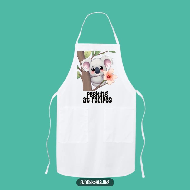 Funny Koala Peeking Apron: Curious Cooks & Eucalyptus Fun!