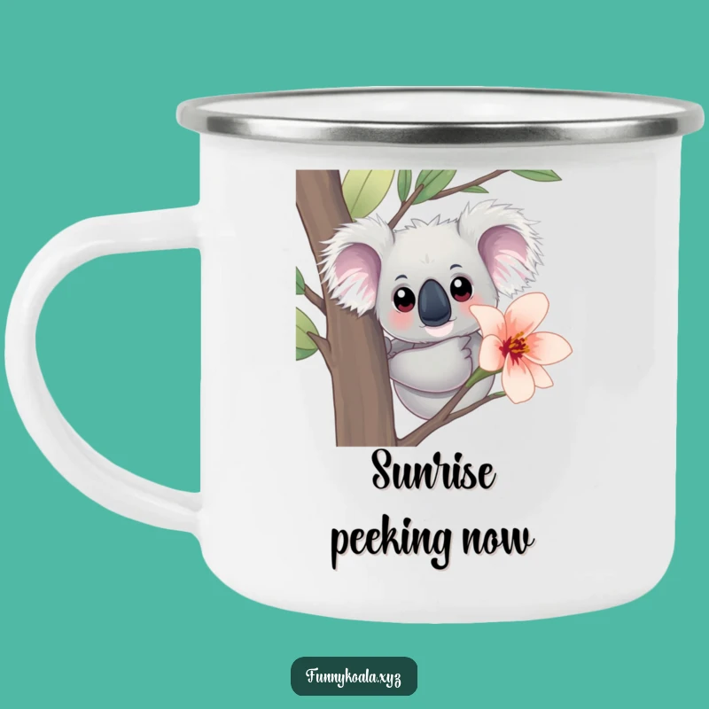 Funny Koala Peeking Camping Mug: Curious Sips & Eucalyptus Views!