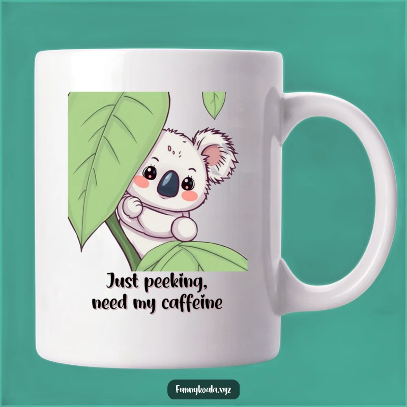 Funny Koala Peeking Leaf Mug - Perfect Curious Animal Gift for Friends
