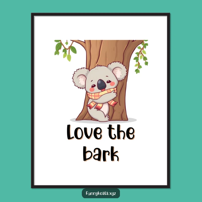 Funny Koala Hugging Tree Digital Art: Instant Adorable Download Gift!