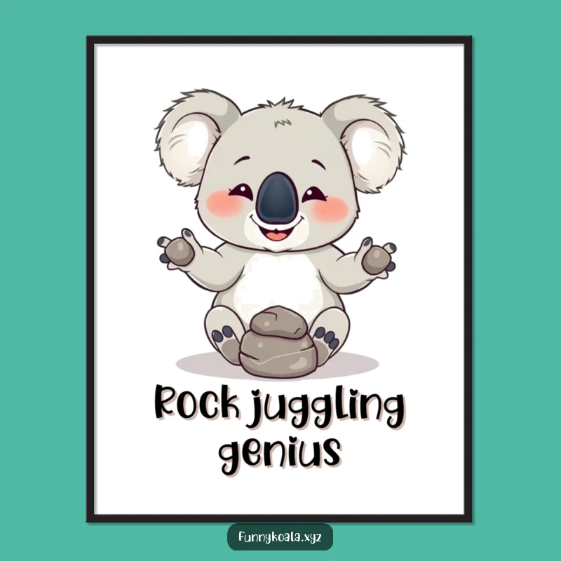 Funny Koala Juggling Rocks Digital Art: Instant Hilarious Download Gift!