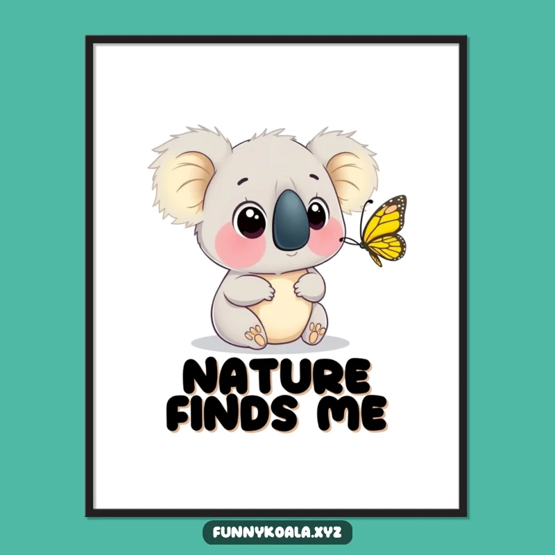 Funny Koala Butterfly Digital Art: Instant Humorous Download for Whimsical Decor