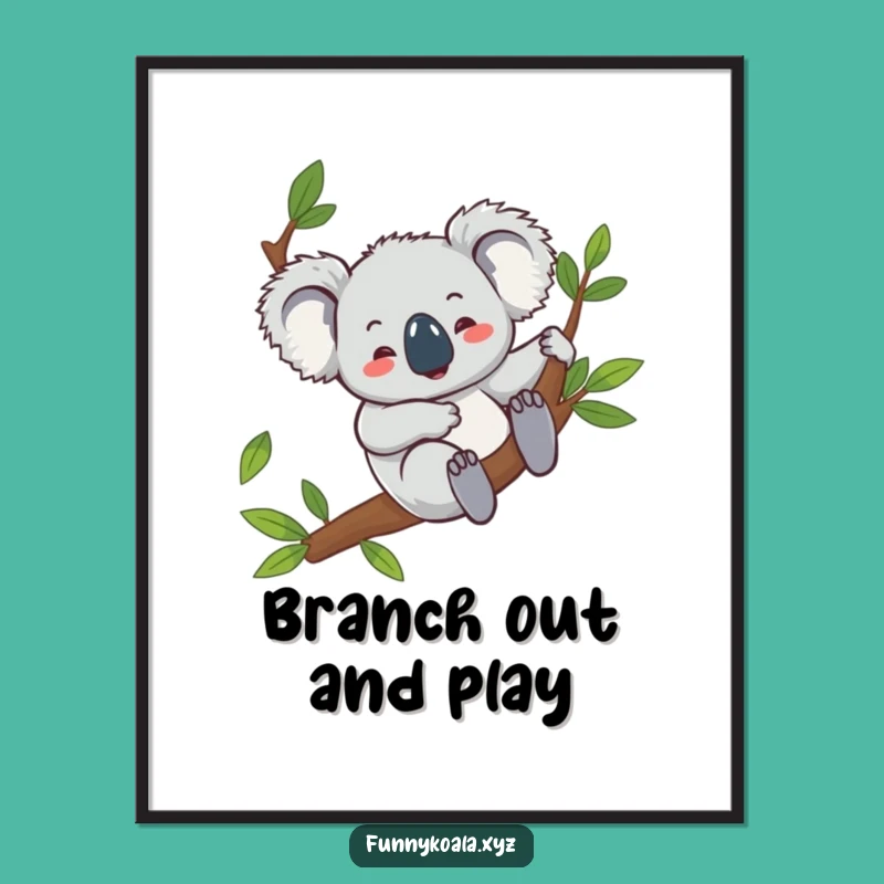 Funny Koala Poster: Giggling Slide Art Print!