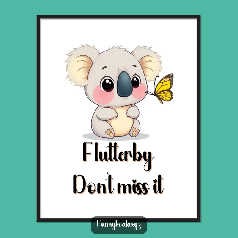 Free Printable Wall Art: Enchanting Koala Butterfly Scene for a Funny Downloadable Gift