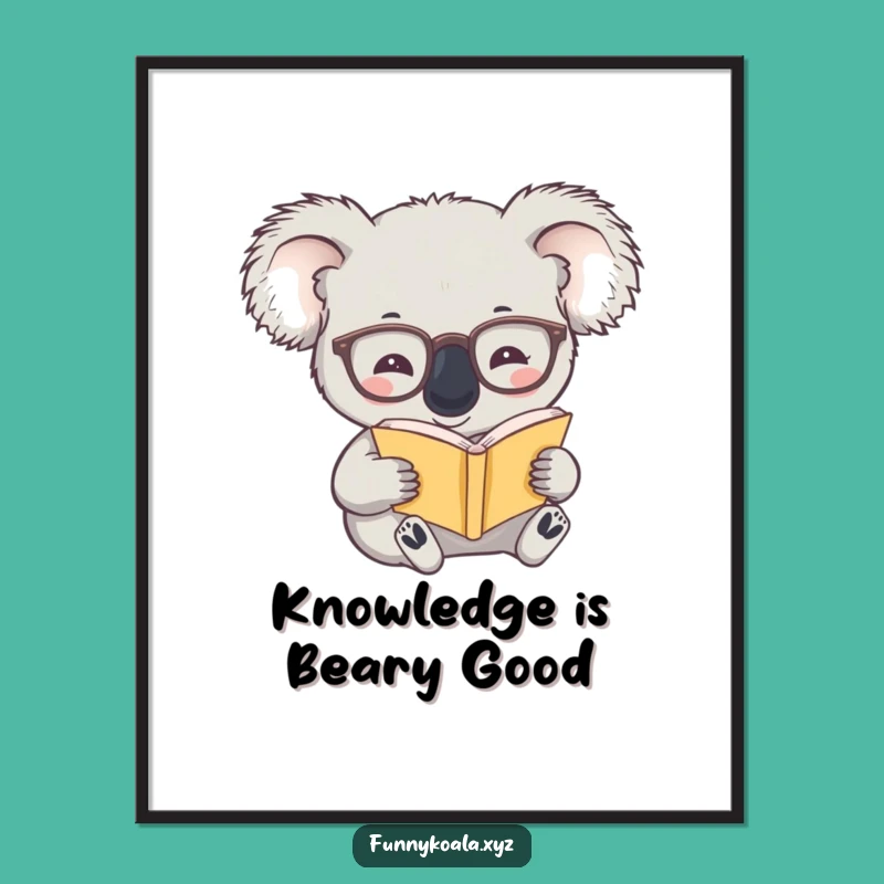 Printable Wall Art: Studious Koala Reader, Free Downloadable & Print at Home Decor