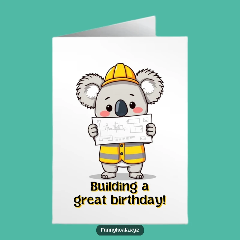 Free Printable Birthday Card: Koala Builder Planning Fun for a Downloadable Gift