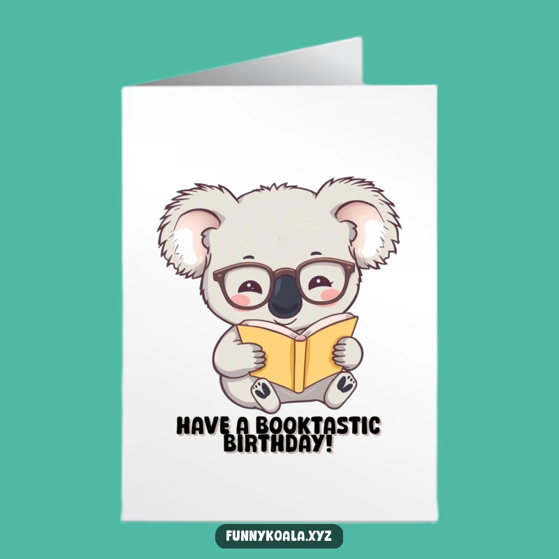 Free Printable Birthday Card: Studious Koala Bookworm Gift, Downloadable & Print at Home Fun