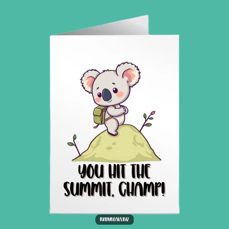 Free Printable Congrats Card: Energetic Koala Trekking for a Funny Downloadable Gift