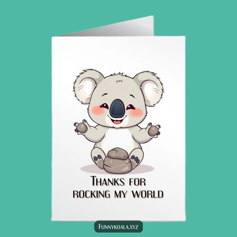 Free Printable Koala Juggling Rocks Thank You Card - Funny Downloadable Expressing Gratitude