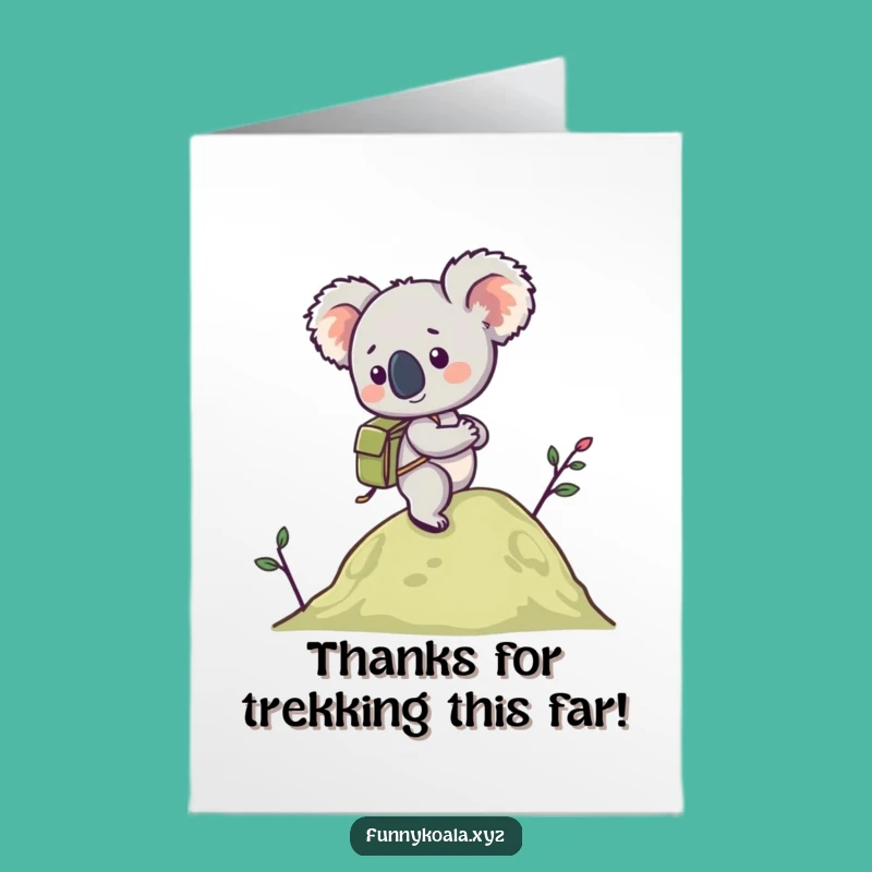 Free Printable Thank You Card: Grateful Koala Hiker for a Funny Downloadable Gift
