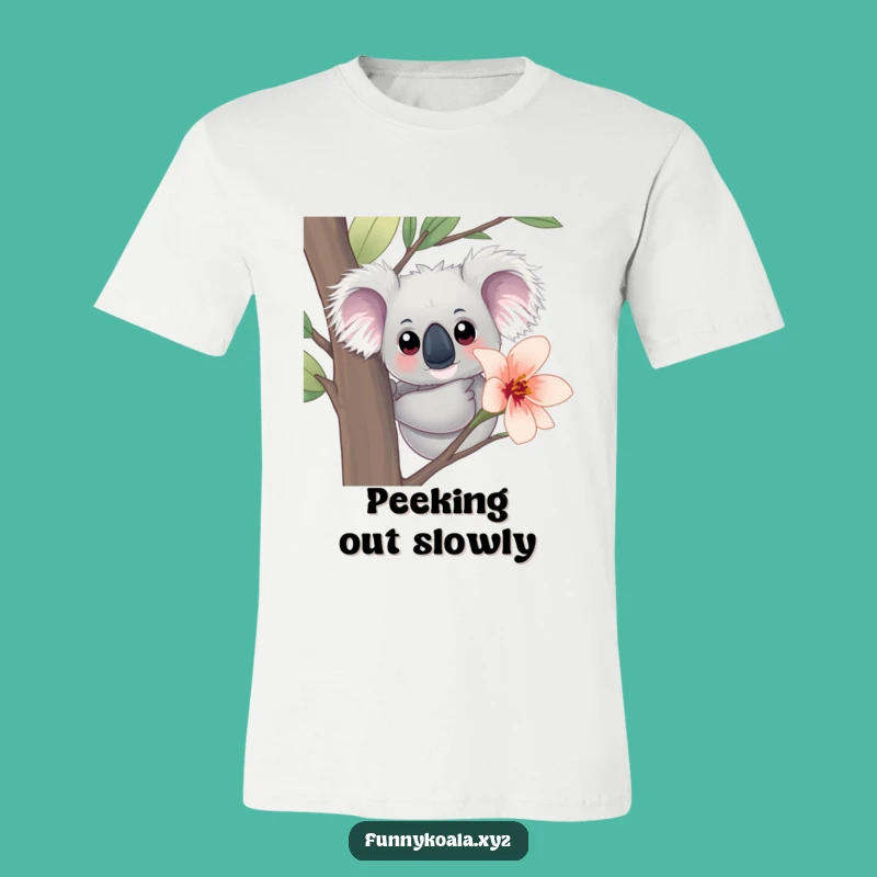 Funny Koala Peeking T-Shirt: Big Eyes & Eucalyptus Humor Tee!
