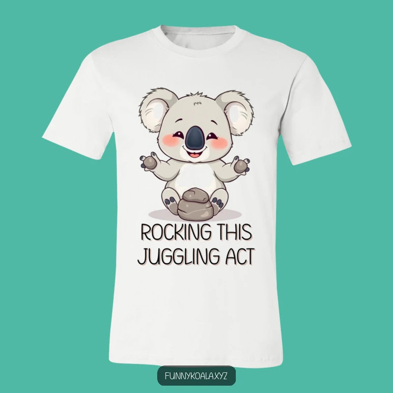 Funny Koala Juggling Rocks T-Shirt: Hilarious Wildlife Humor Tee Gift!